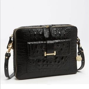 Brahmin Black Theo Melbourne iPad Crossbody Bag